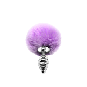 Анальная пробка Metal Anal Fluffly Twist Plug S Purple 70390AL
