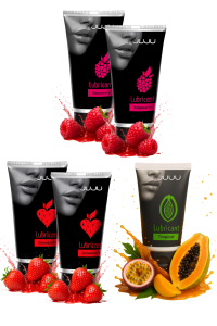 Сет съедобных лубрикантов JUJU: клубника х2, малина х2, тропические фрукты, 50ml 790JU