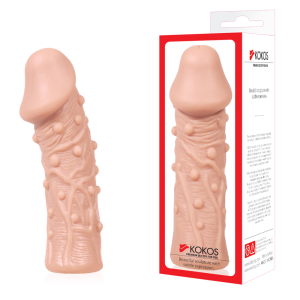 Насадка на фаллос реалистичная с пупырышками телесная KOKOS Extreme Sleeve ES-006-M
