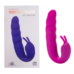 Вибратор Ribbed Dual Stimulator with Rolling Ball Rose183316RoseHW