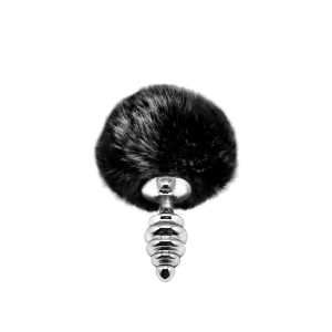 Анальная пробка Metal Anal Fluffly Twist Plug S Black 70391AL
