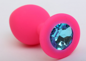 Пробка силиконовая розовая с голубым стразом 8,2х3,5 47405-1MM