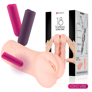 Мастурбатор Tattoo 18 с вибрацией телесный TPR KOKOS M03-001-06V