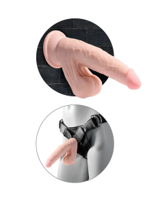 Фаллоимитатор с подвижной мошонкой King Cock Plus 6