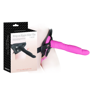 Страпон 8 inch Strap-on Ripple Dildo Vibe Rose 92008RoseHW