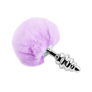 Анальная пробка Metal Anal Fluffly Twist Plug L Purple 70398AL