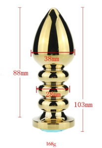 Пробка металл фигурная золото с красным стразом 10,3х3,8см 47424-2MM