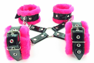 Набор фиксаторов краб с розовым мехом BDSM Light 760004ars